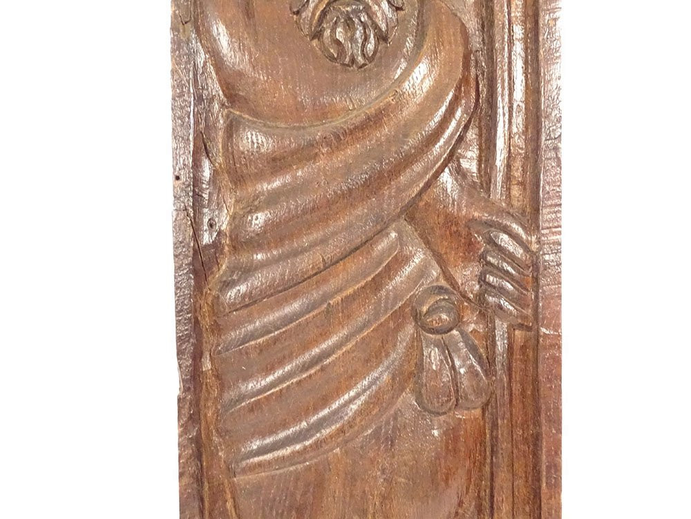 Panneau bas-relief bois sculpté Saint-Jean Baptiste Haute Epoque XVIIème-photo-3