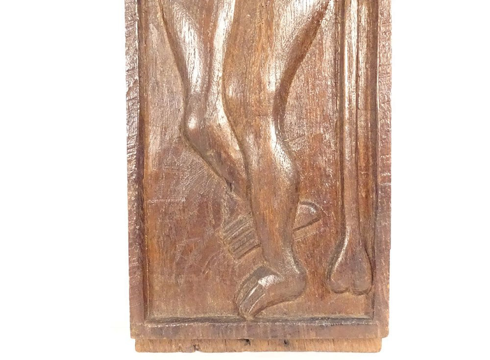 Panneau bas-relief bois sculpté Saint-Jean Baptiste Haute Epoque XVIIème-photo-4