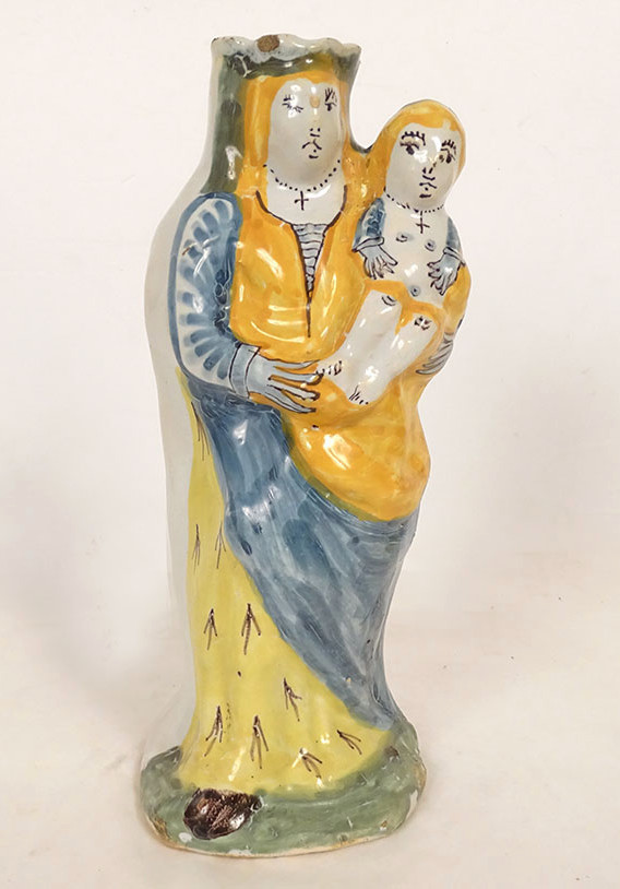 Crowned Virgin Mary After Childbirth, Nevers Earthenware, Infant Jesus, 18th Century
