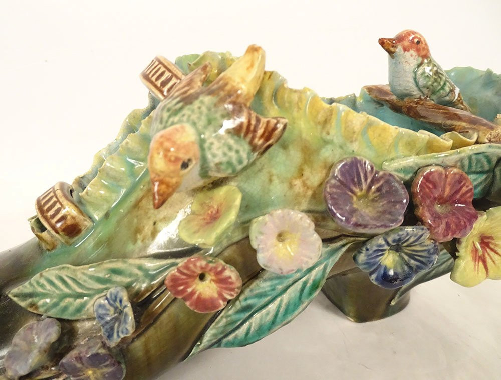 Art Nouveau 19th-century Slipper/clog With Bird And Flower Motifs-photo-3