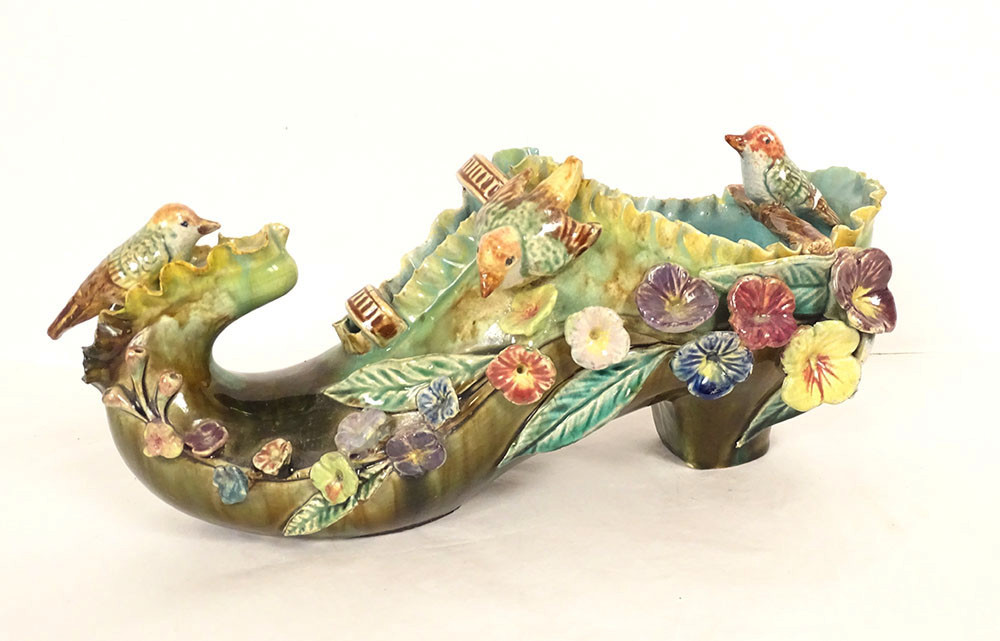 Art Nouveau 19th-century Slipper/clog With Bird And Flower Motifs