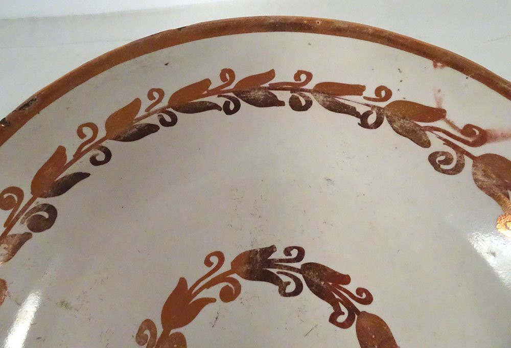 Round Hispano-moresque Earthenware Dish, Manises, Spain, Floral Reflections, 19th Century-photo-3