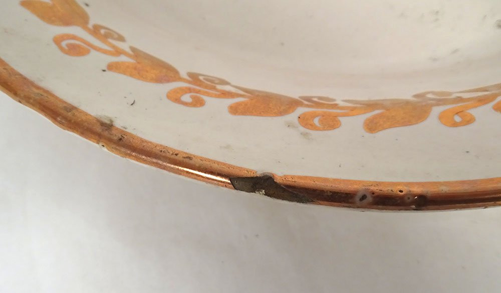 Round Hispano-moresque Earthenware Dish, Manises, Spain, Floral Reflections, 19th Century-photo-1