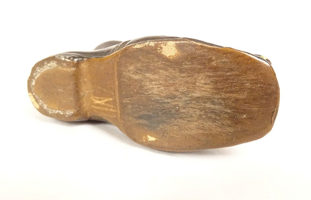 Petite sculpture chaussure soulier grenouille lézard terre cuite XIXème-photo-2
