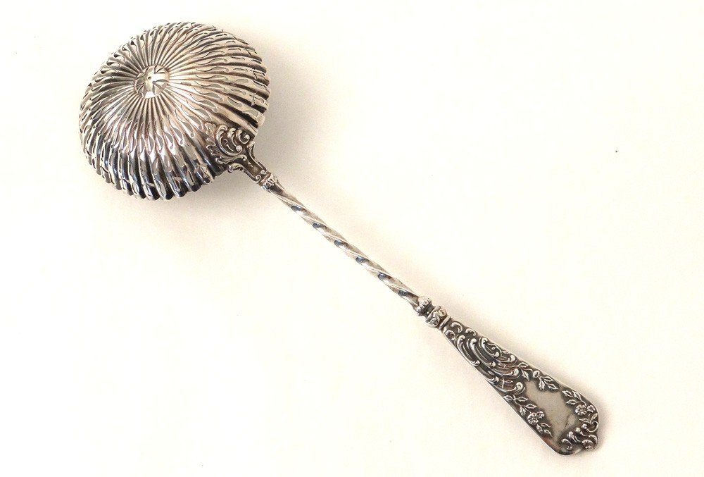 Saupoudreuse cuillère saupoudrer argent massif Coffret 50gr XIXème siècle-photo-2