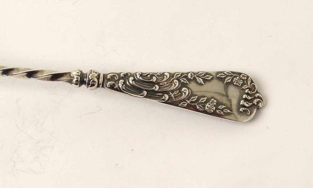 Saupoudreuse cuillère saupoudrer argent massif Coffret 50gr XIXème siècle-photo-3