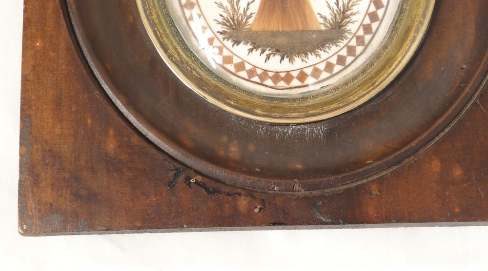 Miniature travail de cheveux gerbe blé souvenir cadre bois Napoléon III 19è-photo-1