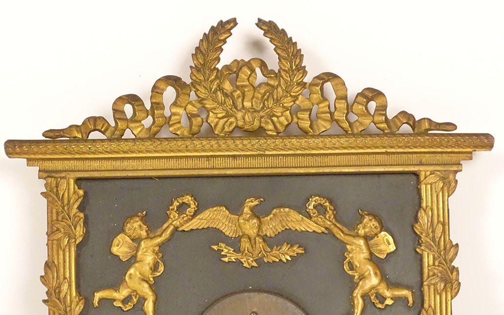 Thermomètre Empire bronze doré femmes danseuses angelots aigle XIXè siècle-photo-2