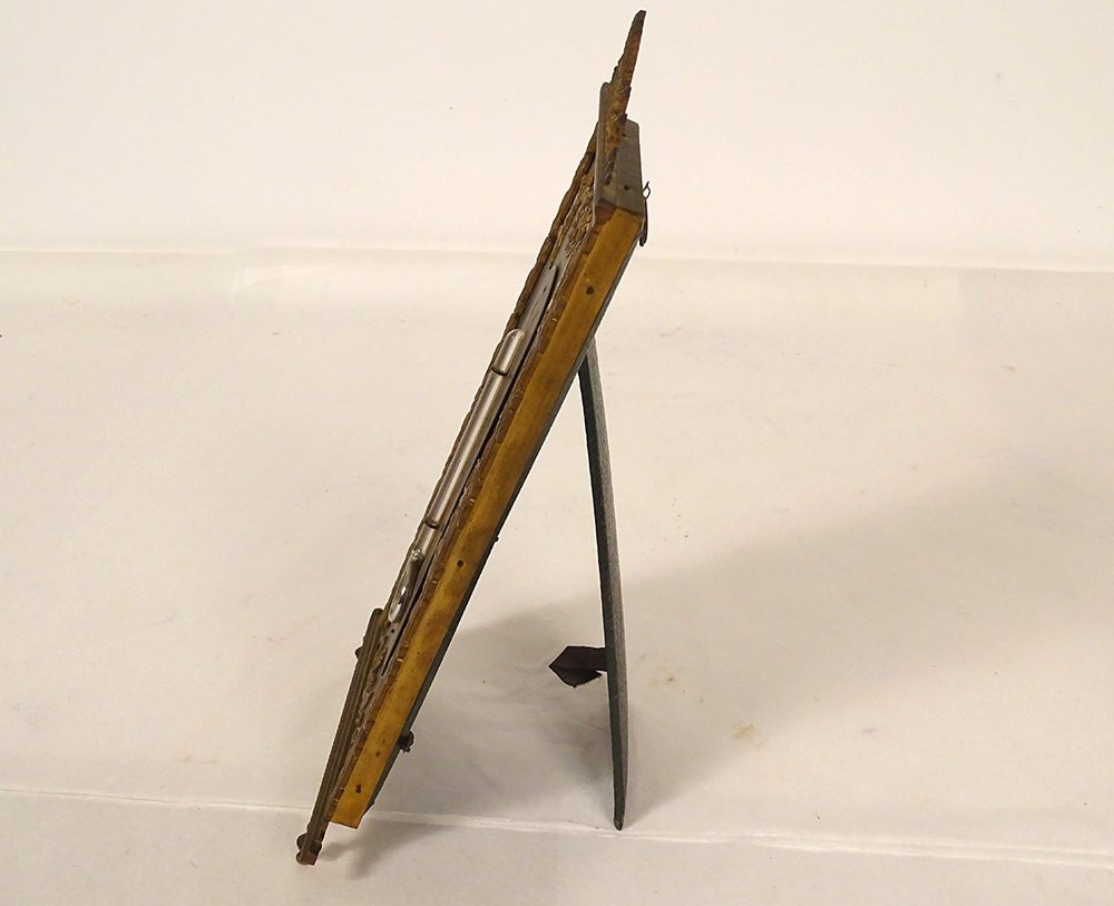 Thermomètre Empire bronze doré femmes danseuses angelots aigle XIXè siècle-photo-4