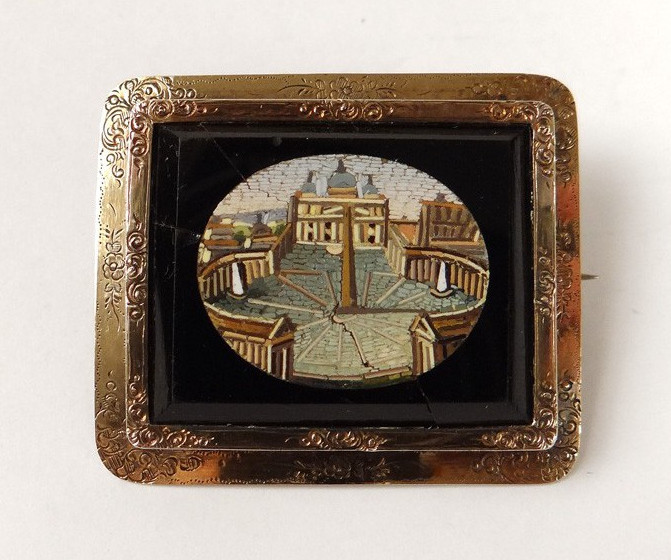 Micro-mosaic Brooch, St. Peter's Square, Rome, Vatican City, Italy, Grand Tour, 19th Century