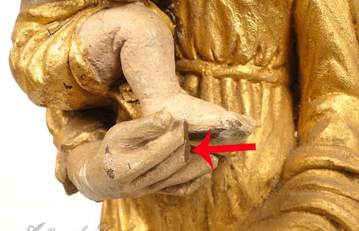 Sculpture Of The Virgin And Child Jesus, Carved And Gilded Wood, 17th Century-photo-2