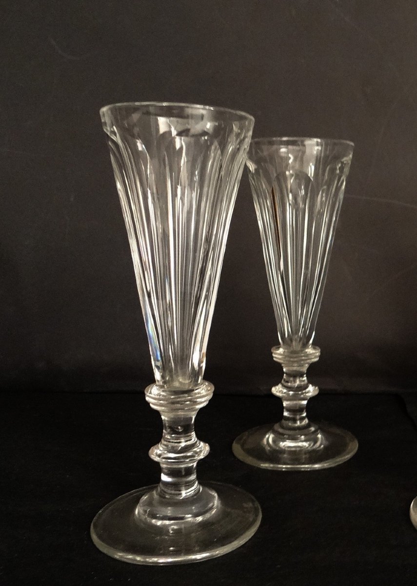 Série 10 verres flûtes champagne cristal Baccarat XIXème siècle-photo-2