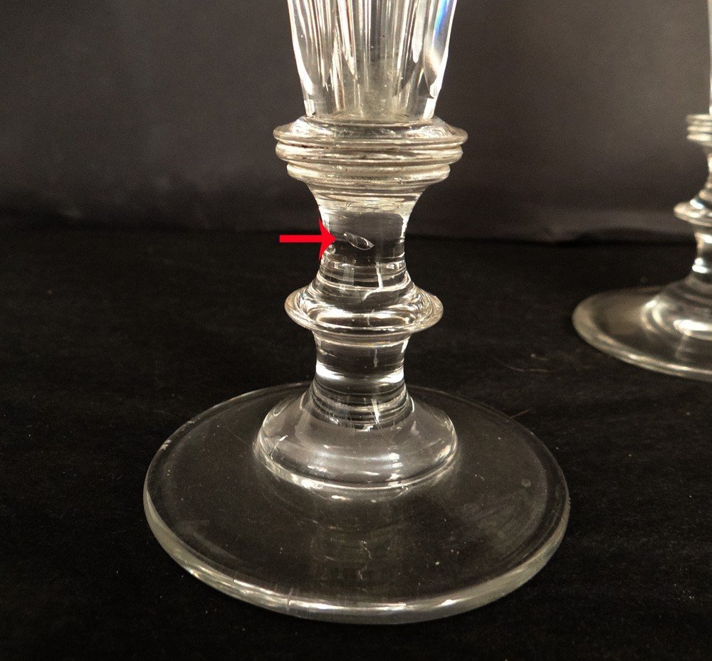 Série 10 verres flûtes champagne cristal Baccarat XIXème siècle-photo-3