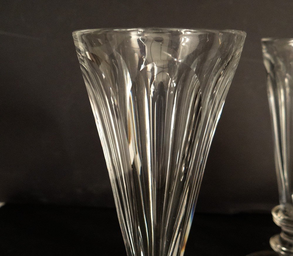 Série 10 verres flûtes champagne cristal Baccarat XIXème siècle-photo-4