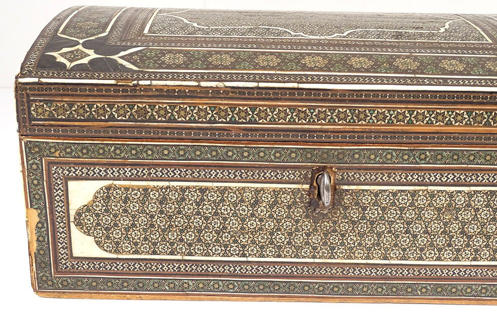 Coffret perse marqueterie Khatam Kari étoiles bois Moyen-Orient XVIIIème-photo-2