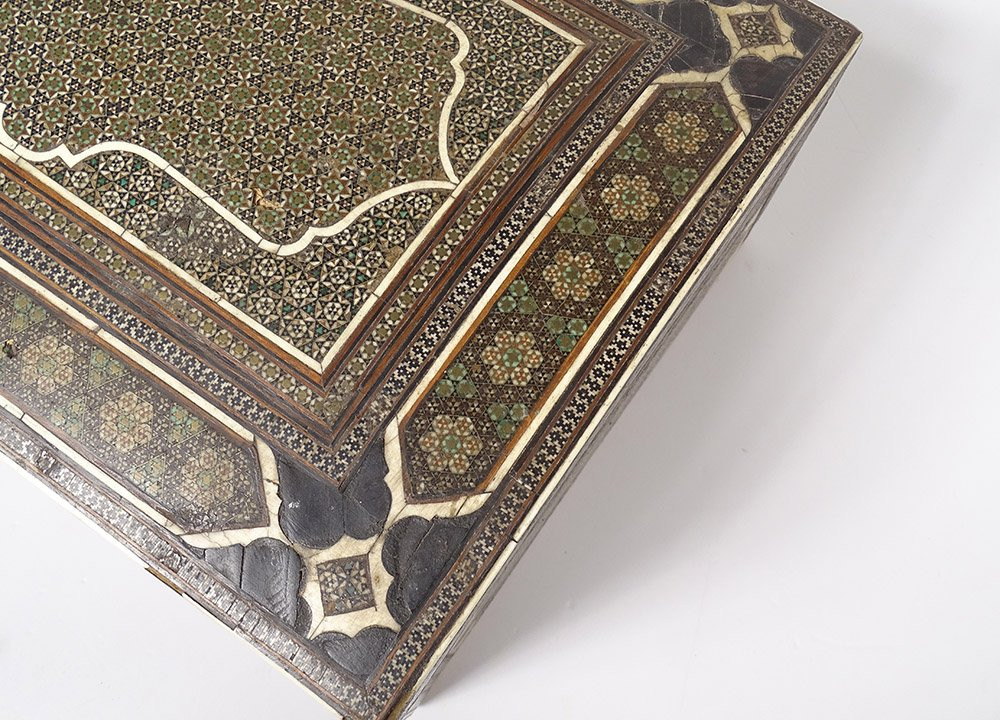 Coffret perse marqueterie Khatam Kari étoiles bois Moyen-Orient XVIIIème-photo-2