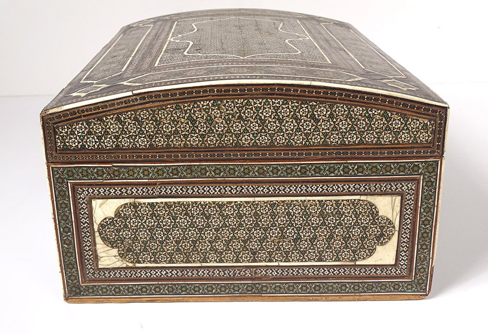 Coffret perse marqueterie Khatam Kari étoiles bois Moyen-Orient XVIIIème-photo-5