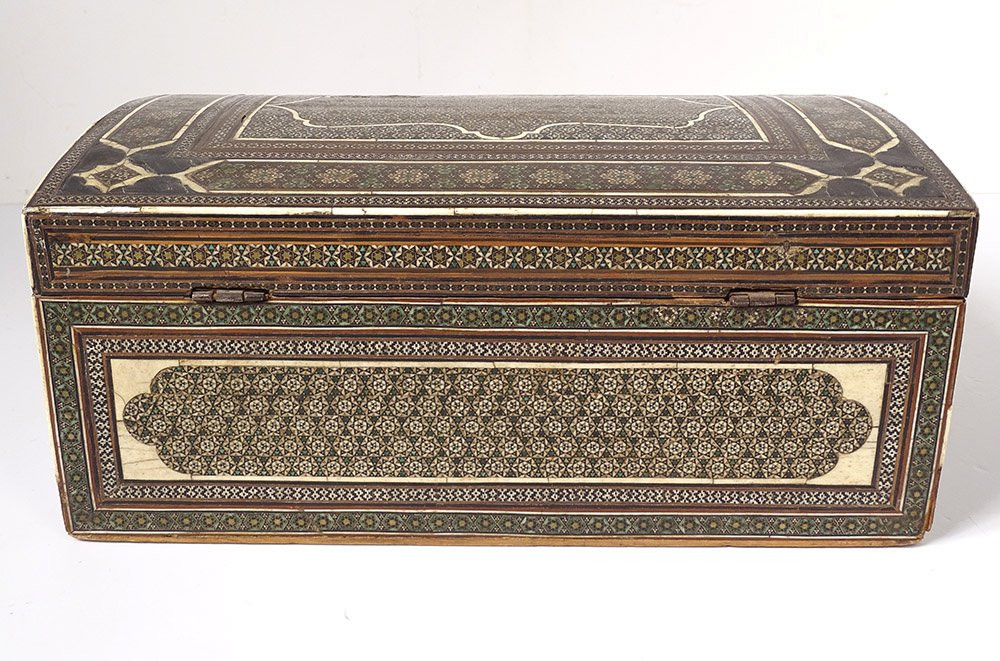 Coffret perse marqueterie Khatam Kari étoiles bois Moyen-Orient XVIIIème-photo-6