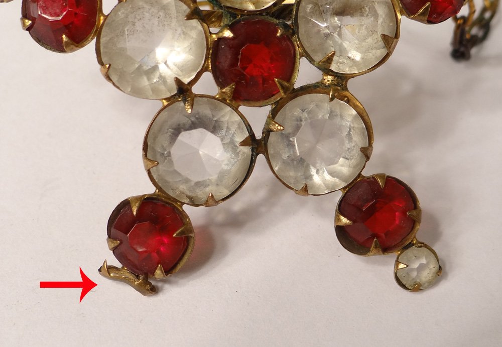 Etoile veilleuse décoration de cierge laiton doré strass église XIXè siècle-photo-4