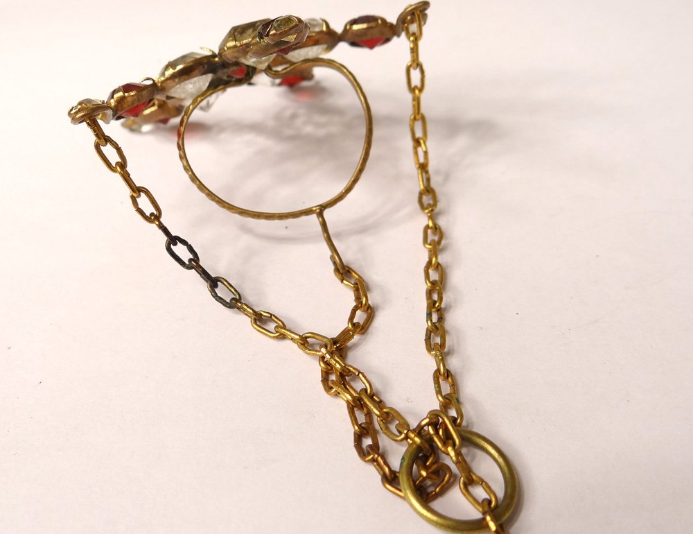 Etoile veilleuse décoration de cierge laiton doré strass église XIXè siècle-photo-1