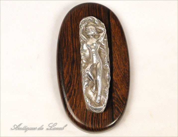 Petite sculpture miniature argent Femme nue Art Nouveau XIXème siècle-photo-2
