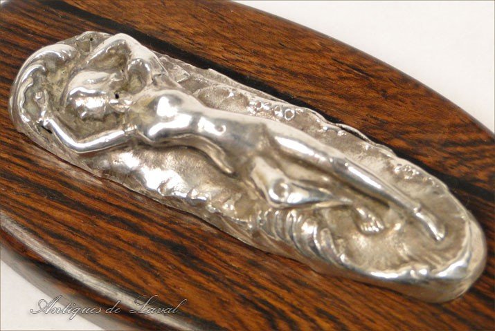 Petite sculpture miniature argent Femme nue Art Nouveau XIXème siècle-photo-3