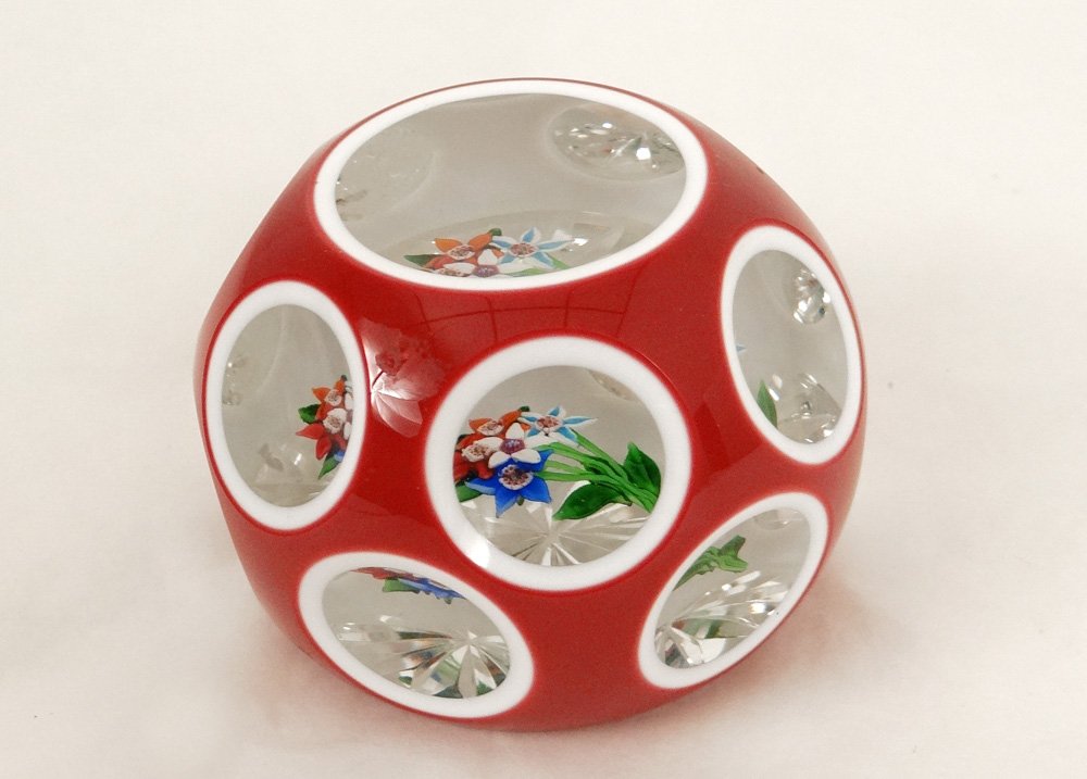 Sulfur Paperweight Saint-louis Cut Crystal Flowers 20th Century-photo-4