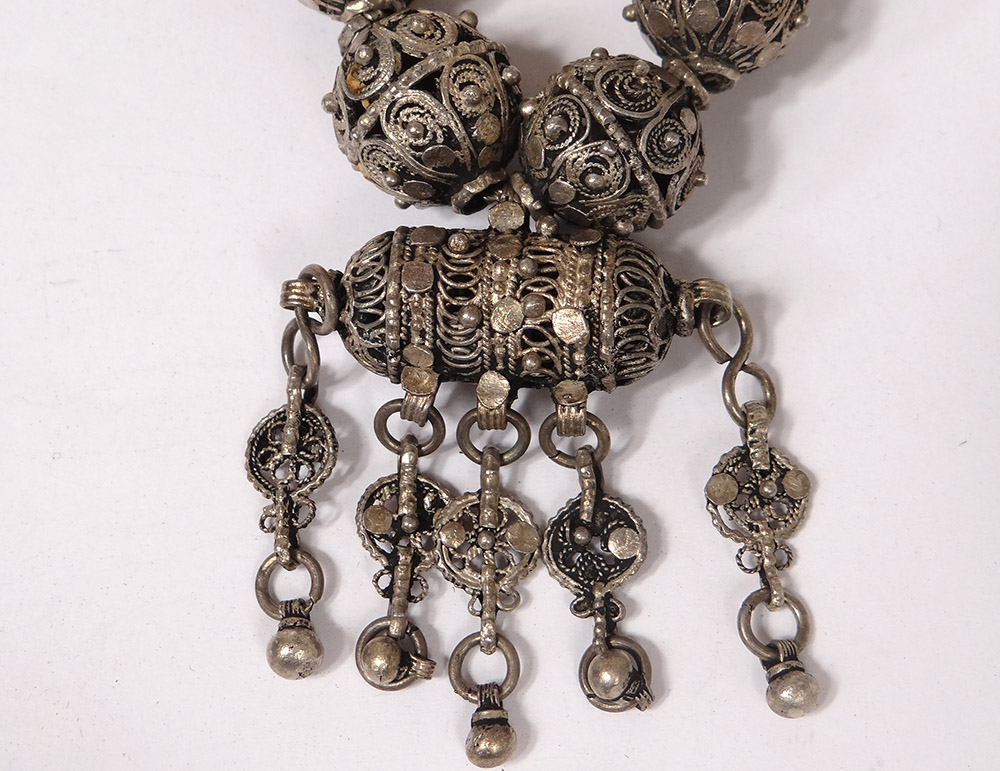 Sterling Silver Necklace Algeria Balls Watermarked Pendeloque Maghreb XIXth-photo-3