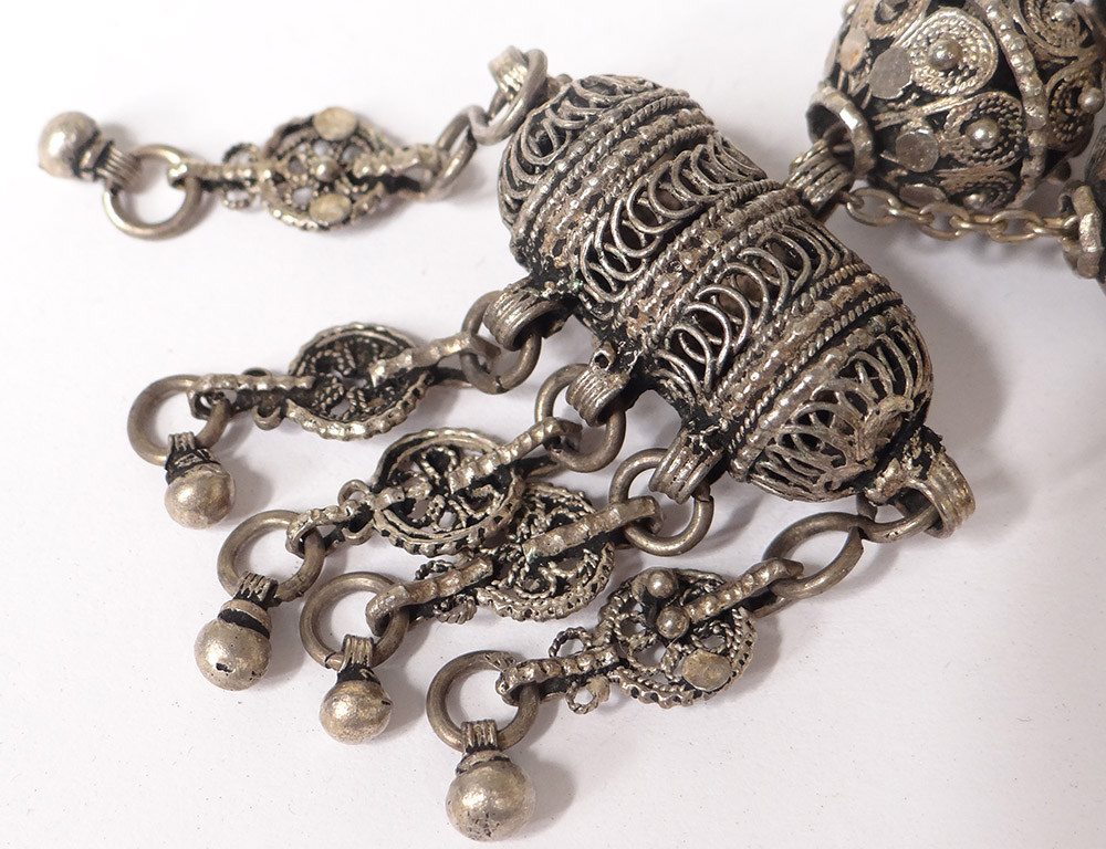 Sterling Silver Necklace Algeria Balls Watermarked Pendeloque Maghreb XIXth-photo-2