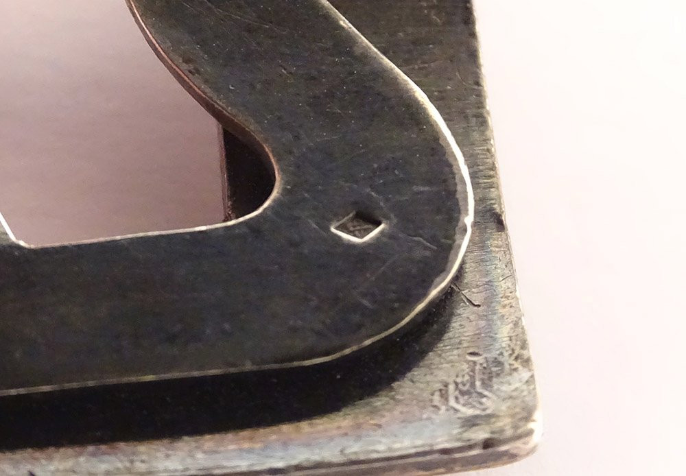 Solid Silver Hat Buckle With Colored Garnet Cabochons Early 20th Century-photo-4