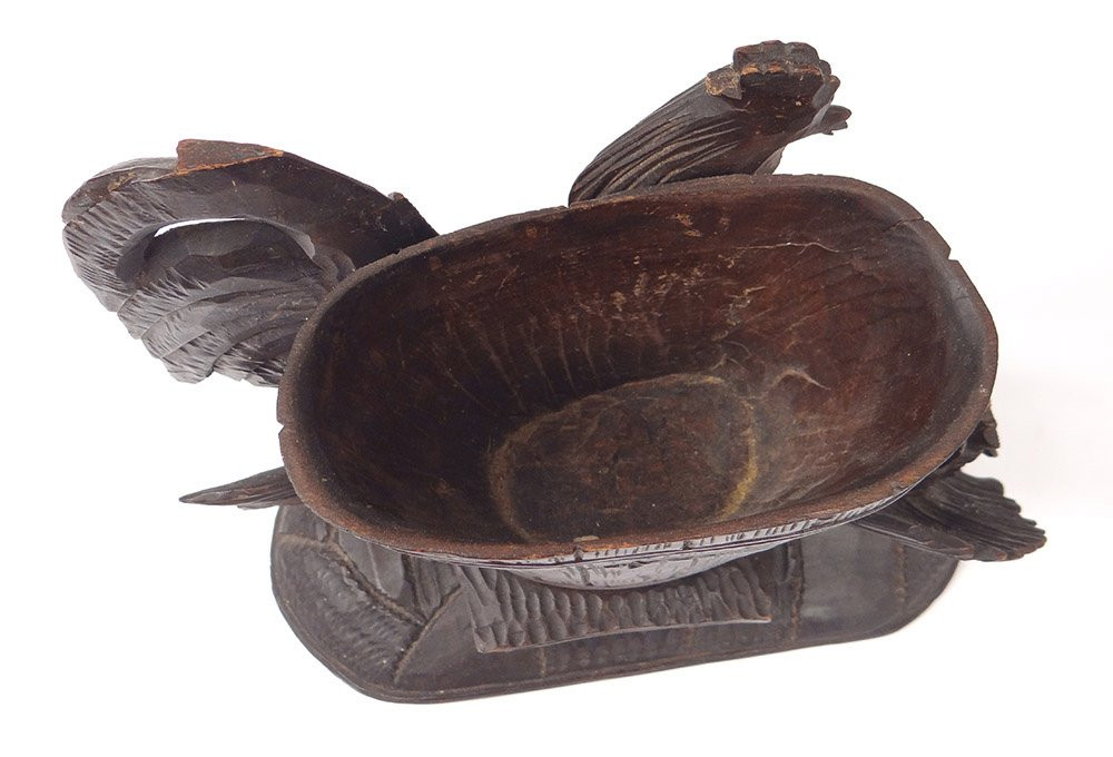 Sculpture Vase Flower Holder Jardiniere Carved Wood Black Forest Cock XIXth Century-photo-2