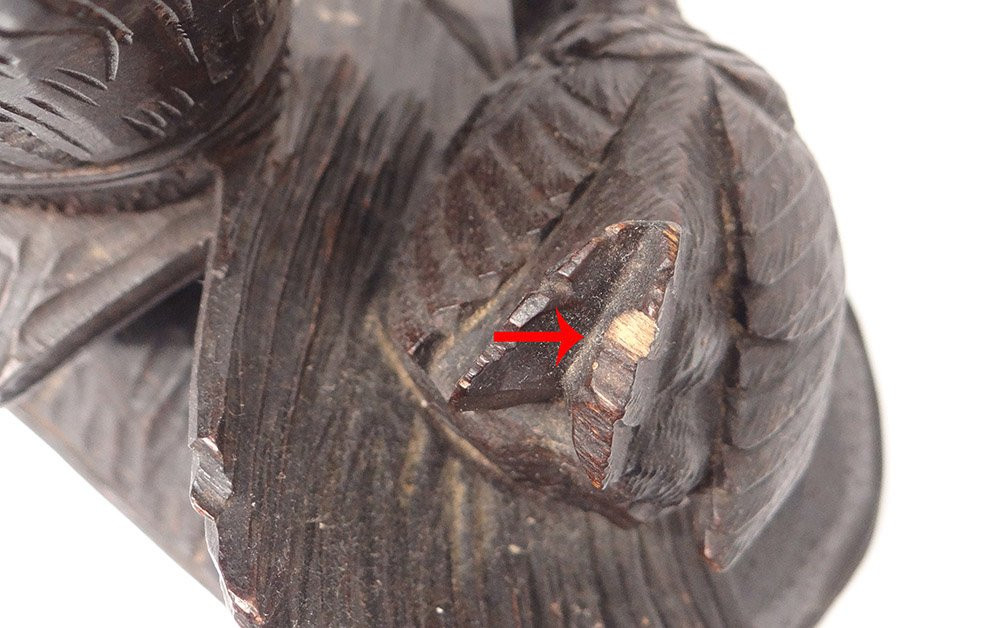 Sculpture Vase Flower Holder Jardiniere Carved Wood Black Forest Cock XIXth Century-photo-4