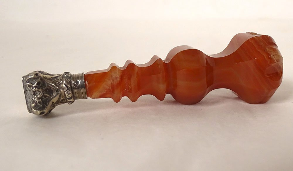 Sceau cachet agate argent massif tête sanglier monogramme XIXème siècle-photo-3