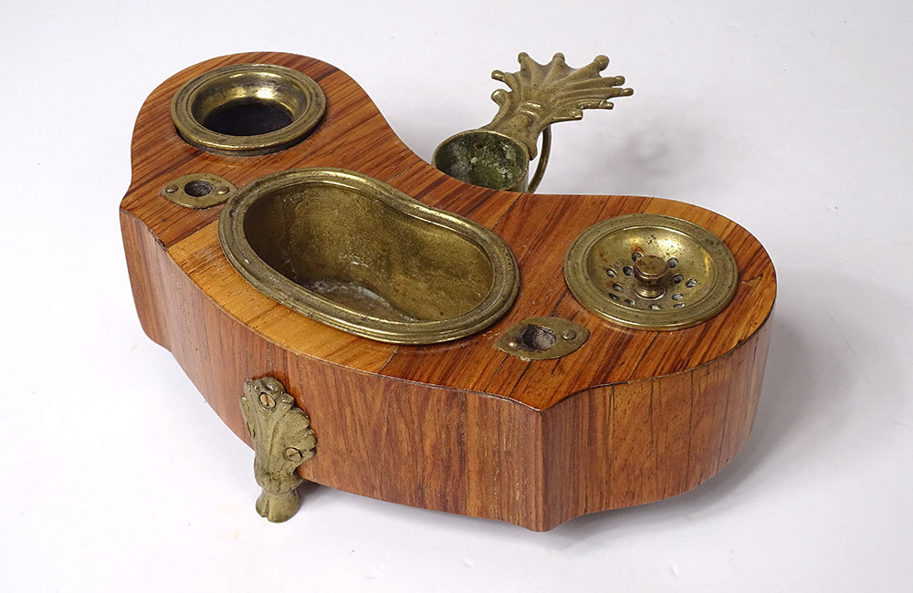 Louis XV Inkwell Rosewood Bronze Candlestick 18th Century