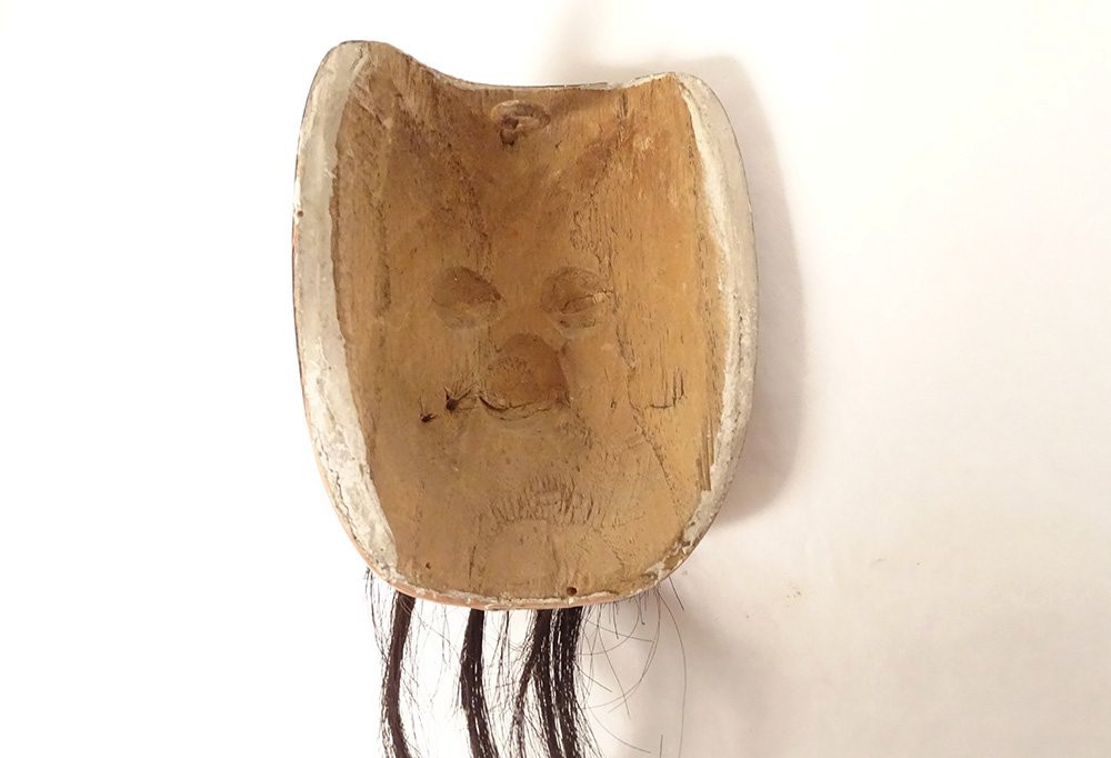 Noh Mask Polychrome Theater Man Spirit God Gigaku Edo Japan 19th Century-photo-3