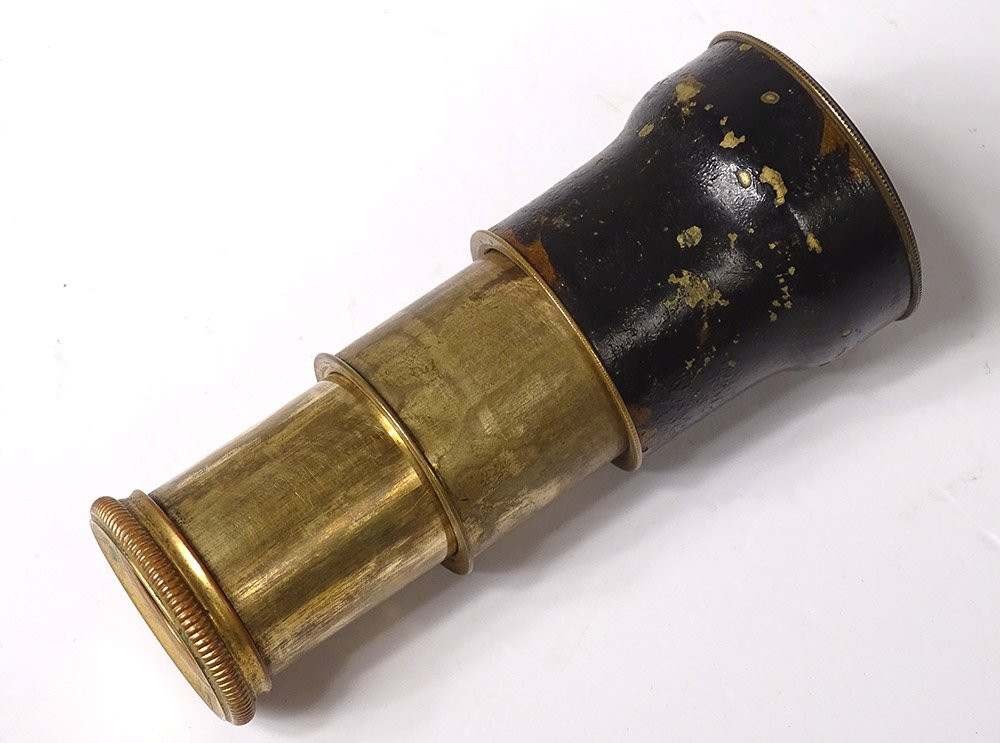 Jumelle lorgnette de théâtre laiton doré Napoléon III étui cuir XIXè siècle-photo-2