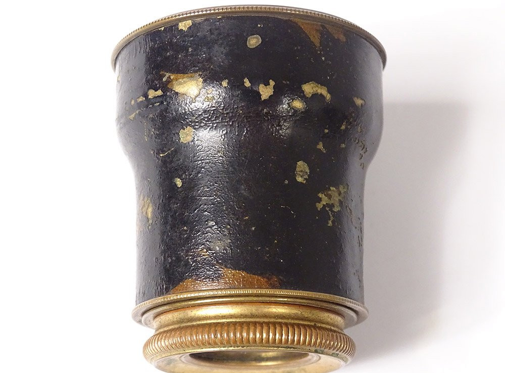 Jumelle lorgnette de théâtre laiton doré Napoléon III étui cuir XIXè siècle-photo-1