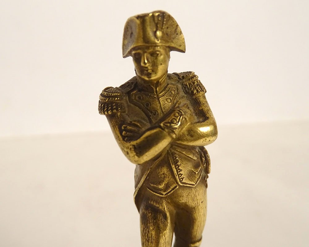 Small Gilded Bronze Sculpture Of Emperor Napoleon I On A Rosewood Base 19th Century-photo-2