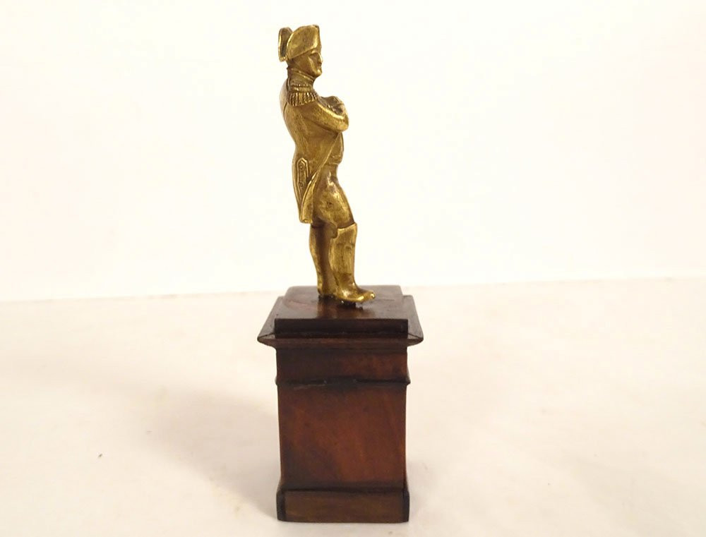 Small Gilded Bronze Sculpture Of Emperor Napoleon I On A Rosewood Base 19th Century-photo-3