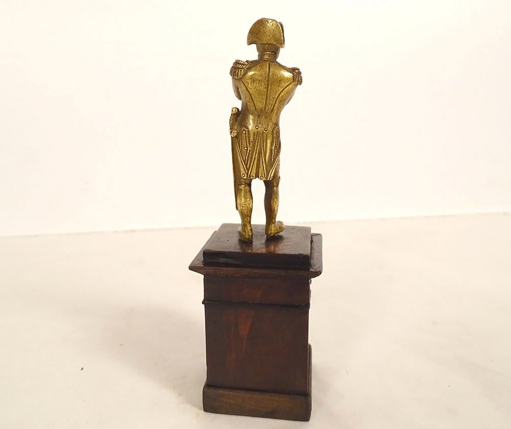 Small Gilded Bronze Sculpture Of Emperor Napoleon I On A Rosewood Base 19th Century-photo-4