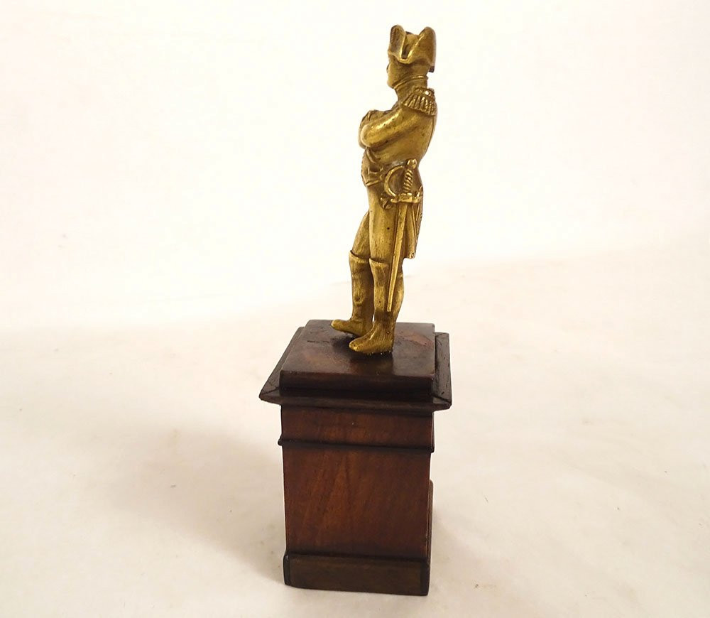 Small Gilded Bronze Sculpture Of Emperor Napoleon I On A Rosewood Base 19th Century-photo-2