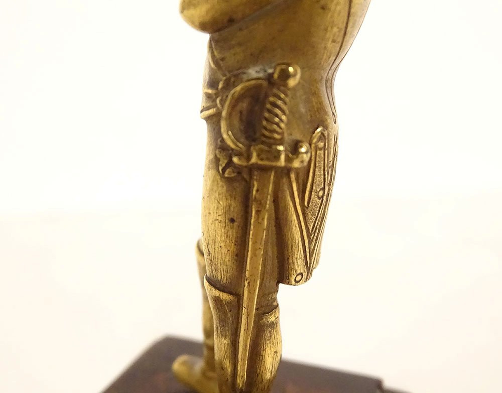 Small Gilded Bronze Sculpture Of Emperor Napoleon I On A Rosewood Base 19th Century-photo-3
