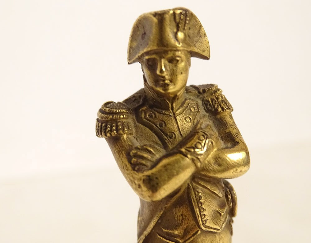 Small Gilded Bronze Sculpture Of Emperor Napoleon I On A Rosewood Base 19th Century-photo-4