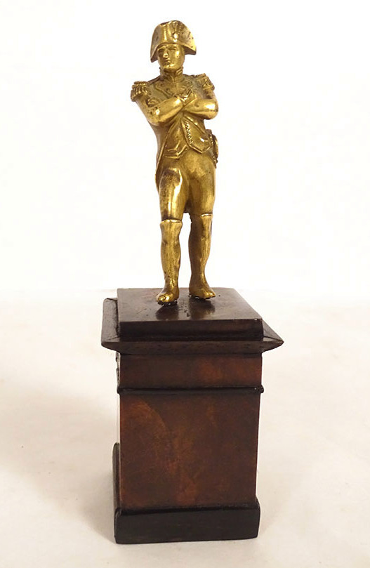Small Gilded Bronze Sculpture Of Emperor Napoleon I On A Rosewood Base 19th Century