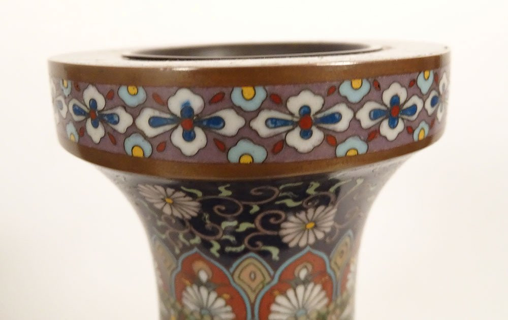 Paire vases amphores émaux cloisonnés Nagoya Japon Meiji dragons fin XIXème-photo-3