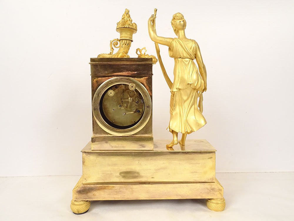 Pendule Restauration bronze doré déesse Fortuna Abondance palmettes XIXème-photo-7