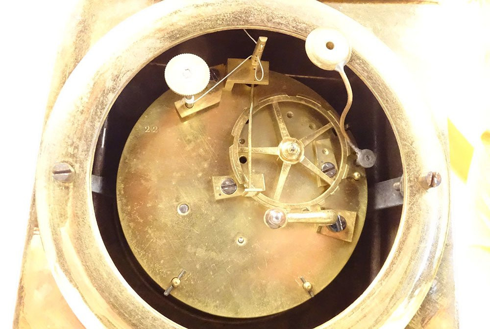 Pendule Restauration bronze doré déesse Fortuna Abondance palmettes XIXème-photo-8