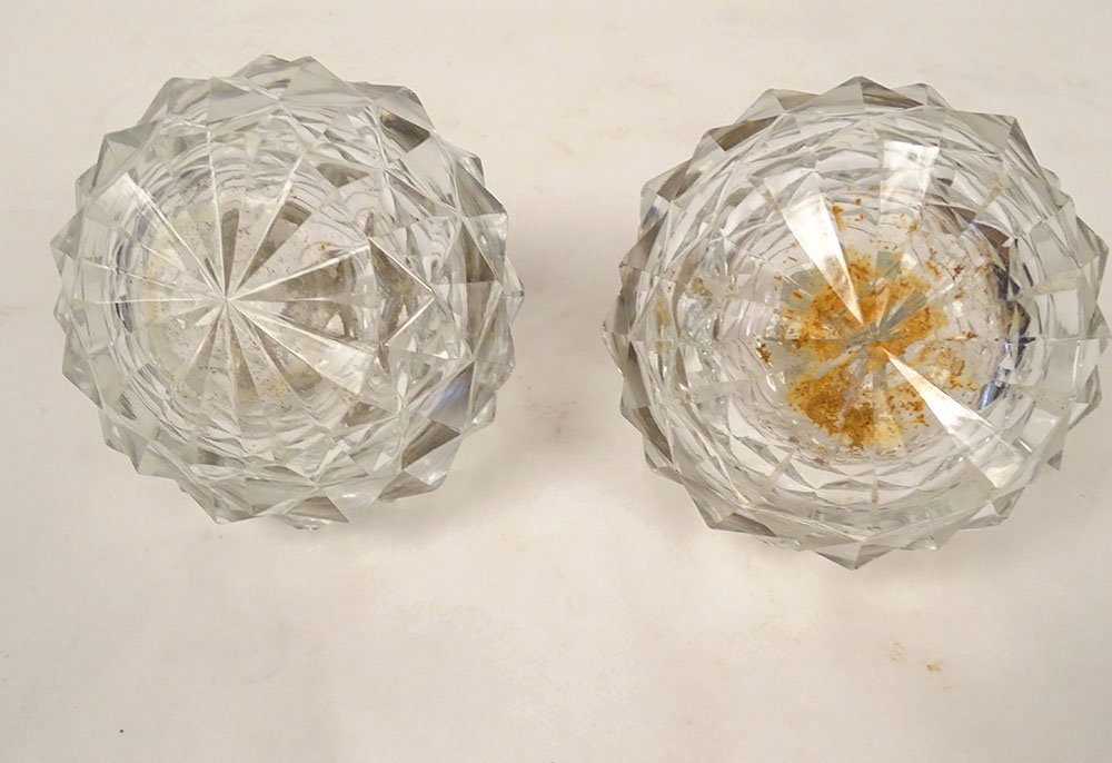 Paire flacons parfum cristal le Creusot Baccarat bronze Restauration XIXè-photo-4