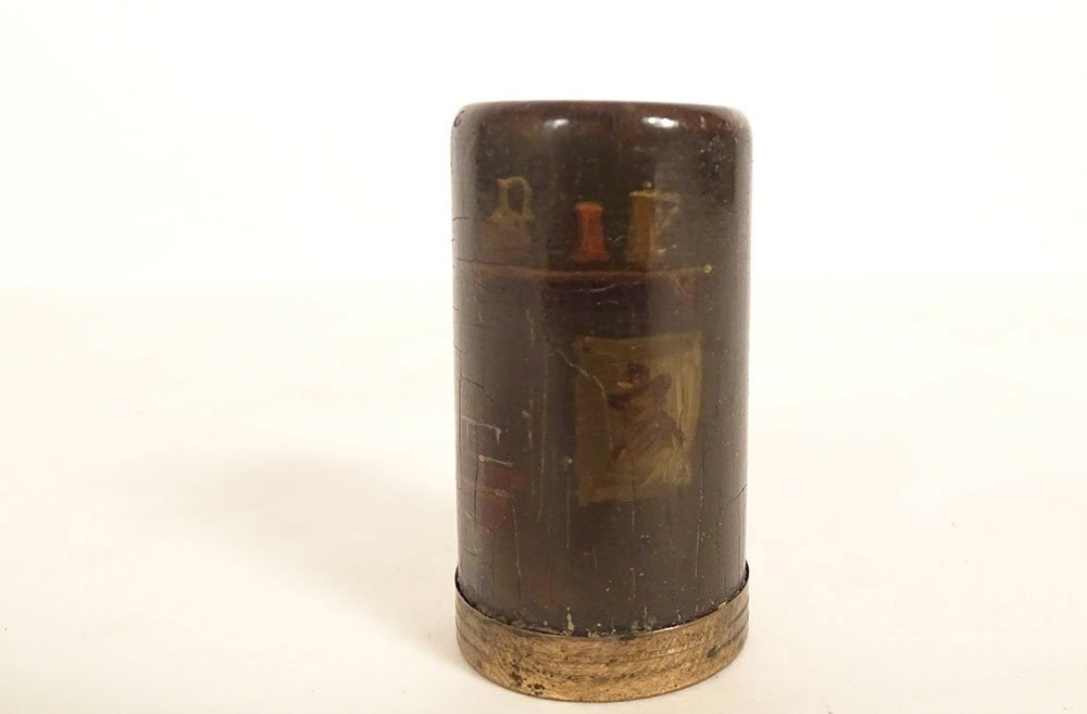 Sweet Bill Box Message Lacquered Wood Figures Pipe Smoker Tavern 19th Century-photo-2