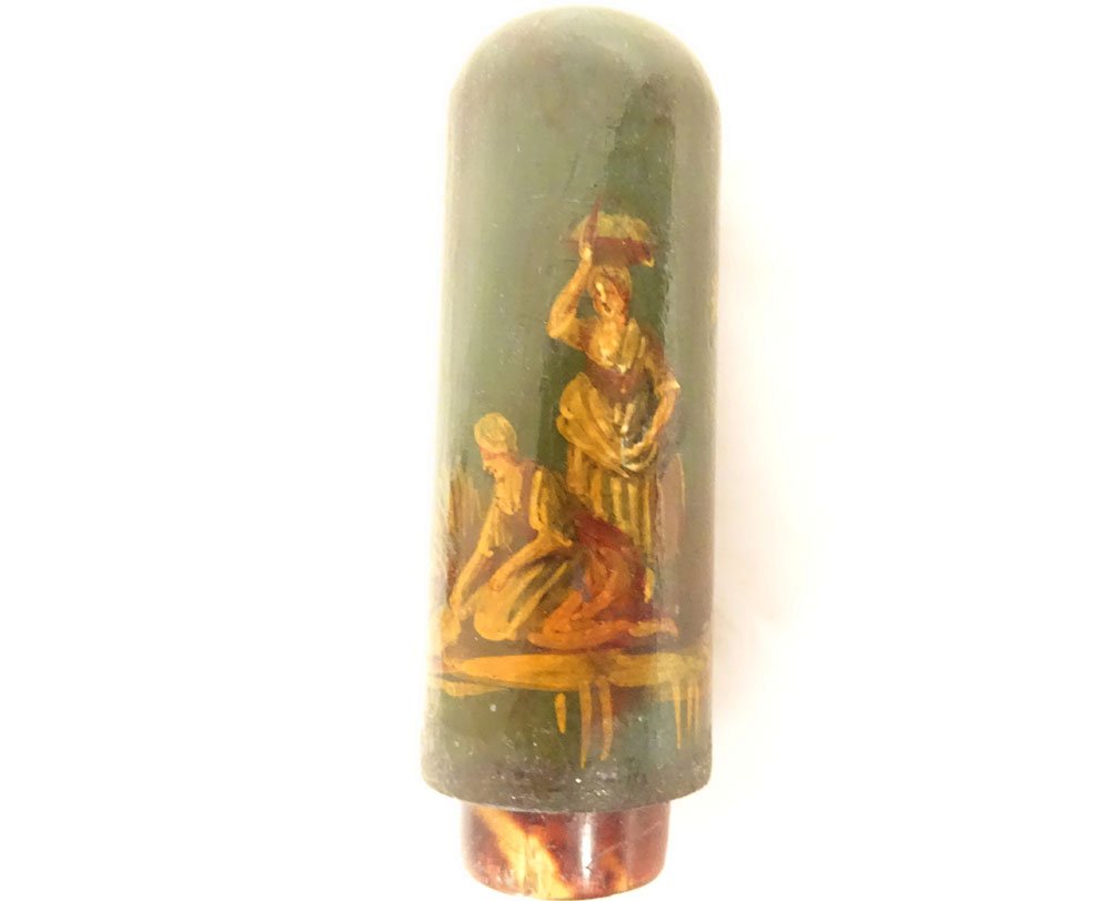 Sweet Bill Box Message Lacquered Wood Characters Gallant Scene 19th Century-photo-2